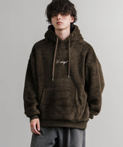KANGOL カンゴール 別注コラボ ロゴ刺繍シャギーボアフリースプルオーバーパーカー 14624