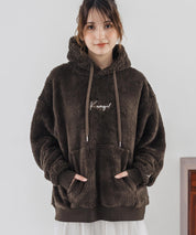 新色追加 KANGOL カンゴール 別注コラボ ロゴ刺繍シャギーボアフリースプルオーバーパーカー 14624