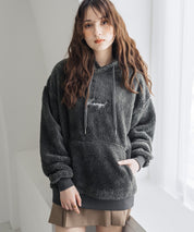 新色追加 KANGOL カンゴール 別注コラボ ロゴ刺繍シャギーボアフリースプルオーバーパーカー 14624