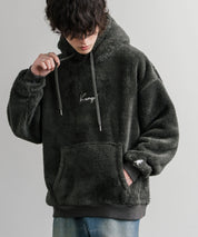 KANGOL カンゴール 別注コラボ ロゴ刺繍シャギーボアフリースプルオーバーパーカー 14624