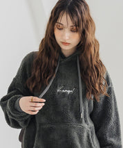 新色追加 KANGOL カンゴール 別注コラボ ロゴ刺繍シャギーボアフリースプルオーバーパーカー 14624