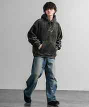 新色追加 KANGOL カンゴール 別注コラボ ロゴ刺繍シャギーボアフリースプルオーバーパーカー 14624