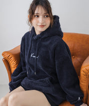 新色追加 KANGOL カンゴール 別注コラボ ロゴ刺繍シャギーボアフリースプルオーバーパーカー 14624