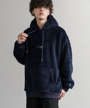 KANGOL カンゴール 別注コラボ ロゴ刺繍シャギーボアフリースプルオーバーパーカー 14624