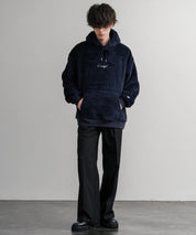 KANGOL カンゴール 別注コラボ ロゴ刺繍シャギーボアフリースプルオーバーパーカー 14624