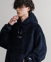 KANGOL カンゴール 別注コラボ ロゴ刺繍シャギーボアフリースプルオーバーパーカー 14624