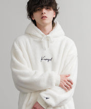 KANGOL カンゴール 別注コラボ ロゴ刺繍シャギーボアフリースプルオーバーパーカー 14624