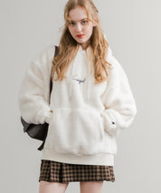 KANGOL カンゴール 別注コラボ ロゴ刺繍シャギーボアフリースプルオーバーパーカー 14624