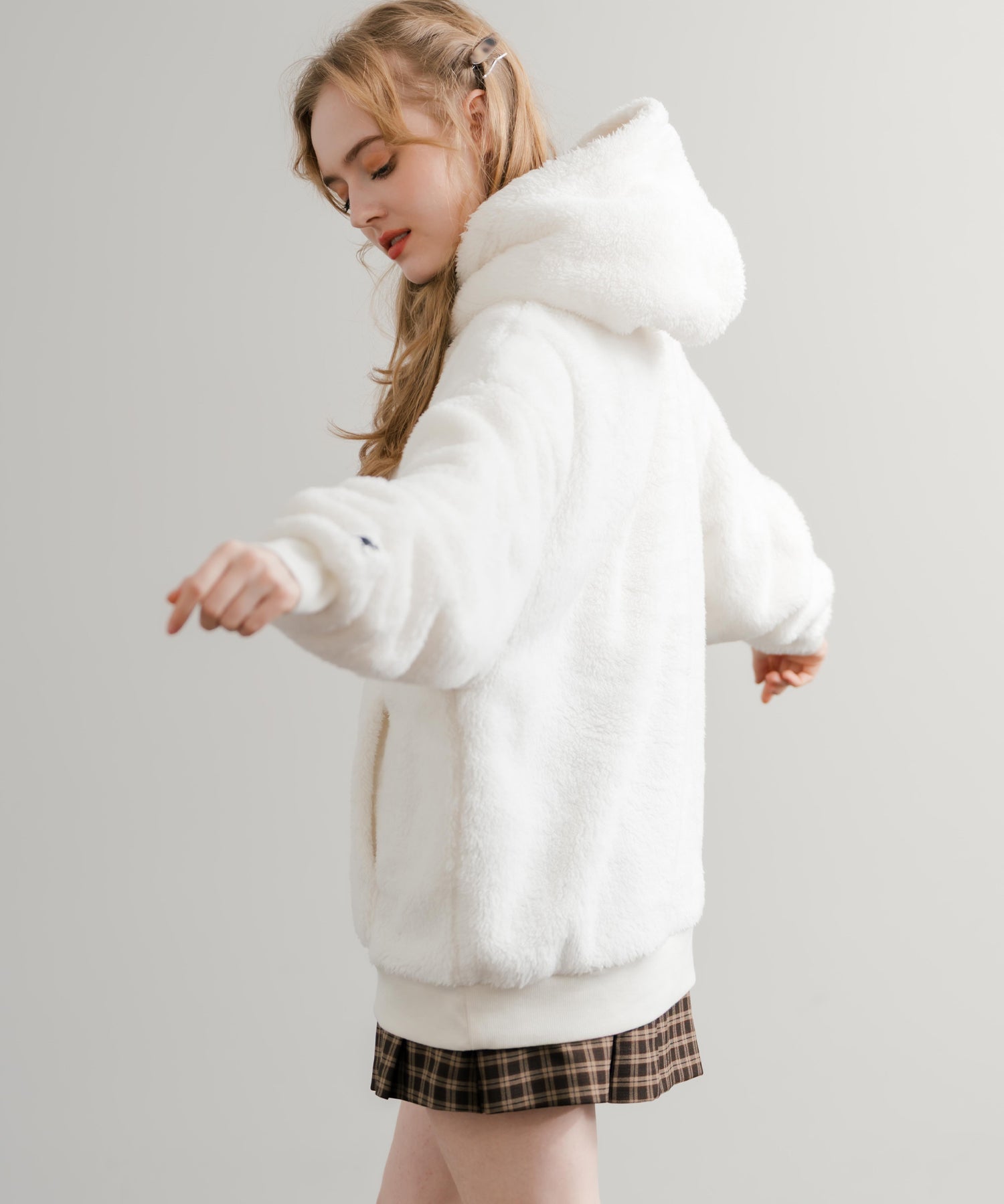 KANGOL カンゴール 別注コラボ ロゴ刺繍シャギーボアフリースプルオーバーパーカー 14624