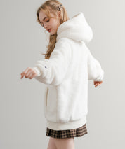 KANGOL カンゴール 別注コラボ ロゴ刺繍シャギーボアフリースプルオーバーパーカー 14624