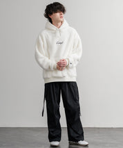 KANGOL カンゴール 別注コラボ ロゴ刺繍シャギーボアフリースプルオーバーパーカー 14624