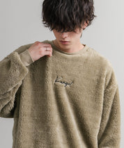 KANGOL カンゴール 別注コラボ ロゴ刺繍シャギーボアフリースクルーネックトレーナー 14625
