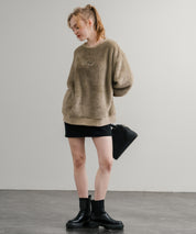 KANGOL カンゴール 別注コラボ ロゴ刺繍シャギーボアフリースクルーネックトレーナー 14625