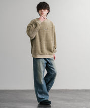 KANGOL カンゴール 別注コラボ ロゴ刺繍シャギーボアフリースクルーネックトレーナー 14625