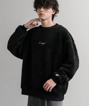 KANGOL カンゴール 別注コラボ ロゴ刺繍シャギーボアフリースクルーネックトレーナー 14625