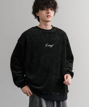 KANGOL カンゴール 別注コラボ ロゴ刺繍シャギーボアフリースクルーネックトレーナー 14625