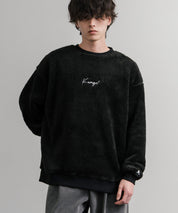 KANGOL カンゴール 別注コラボ ロゴ刺繍シャギーボアフリースクルーネックトレーナー 14625