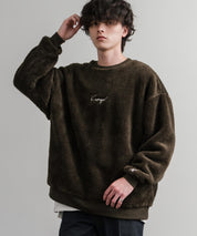 KANGOL カンゴール 別注コラボ ロゴ刺繍シャギーボアフリースクルーネックトレーナー 14625