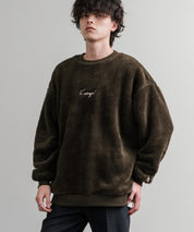 KANGOL カンゴール 別注コラボ ロゴ刺繍シャギーボアフリースクルーネックトレーナー 14625