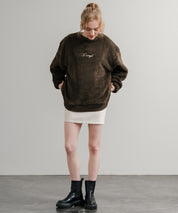 KANGOL カンゴール 別注コラボ ロゴ刺繍シャギーボアフリースクルーネックトレーナー 14625