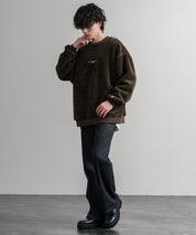 KANGOL カンゴール 別注コラボ ロゴ刺繍シャギーボアフリースクルーネックトレーナー 14625