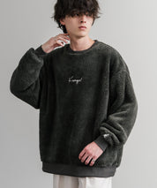 KANGOL カンゴール 別注コラボ ロゴ刺繍シャギーボアフリースクルーネックトレーナー 14625