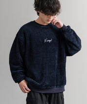 KANGOL カンゴール 別注コラボ ロゴ刺繍シャギーボアフリースクルーネックトレーナー 14625