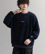 KANGOL カンゴール 別注コラボ ロゴ刺繍シャギーボアフリースクルーネックトレーナー 14625
