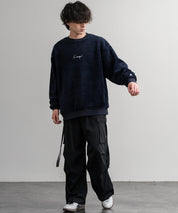 KANGOL カンゴール 別注コラボ ロゴ刺繍シャギーボアフリースクルーネックトレーナー 14625