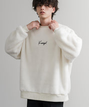 KANGOL カンゴール 別注コラボ ロゴ刺繍シャギーボアフリースクルーネックトレーナー 14625