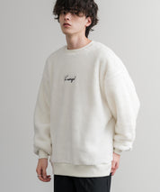KANGOL カンゴール 別注コラボ ロゴ刺繍シャギーボアフリースクルーネックトレーナー 14625