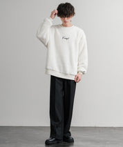 KANGOL カンゴール 別注コラボ ロゴ刺繍シャギーボアフリースクルーネックトレーナー 14625