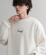 KANGOL カンゴール 別注コラボ ロゴ刺繍シャギーボアフリースクルーネックトレーナー 14625