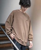 KANGOL 別注コラボ オーバーサイズロゴ刺繍裏起毛マイクロフリースプルオーバートレーナー 14626