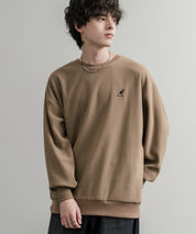 KANGOL 別注コラボ オーバーサイズロゴ刺繍裏起毛マイクロフリースプルオーバートレーナー 14626