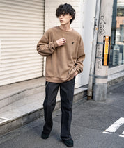 KANGOL 別注コラボ オーバーサイズロゴ刺繍裏起毛マイクロフリースプルオーバートレーナー 14626