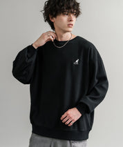 KANGOL 別注コラボ オーバーサイズロゴ刺繍裏起毛マイクロフリースプルオーバートレーナー 14626