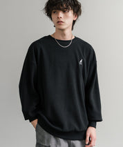 KANGOL 別注コラボ オーバーサイズロゴ刺繍裏起毛マイクロフリースプルオーバートレーナー 14626