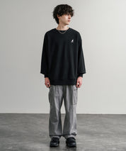 KANGOL 別注コラボ オーバーサイズロゴ刺繍裏起毛マイクロフリースプルオーバートレーナー 14626