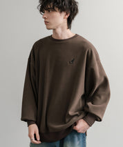 KANGOL 別注コラボ オーバーサイズロゴ刺繍裏起毛マイクロフリースプルオーバートレーナー 14626
