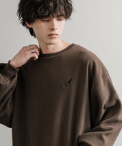 KANGOL 別注コラボ オーバーサイズロゴ刺繍裏起毛マイクロフリースプルオーバートレーナー 14626