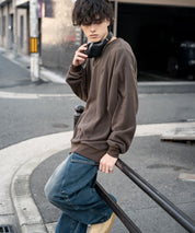 KANGOL 別注コラボ オーバーサイズロゴ刺繍裏起毛マイクロフリースプルオーバートレーナー 14626