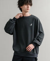 KANGOL 別注コラボ オーバーサイズロゴ刺繍裏起毛マイクロフリースプルオーバートレーナー 14626