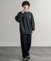 KANGOL 別注コラボ オーバーサイズロゴ刺繍裏起毛マイクロフリースプルオーバートレーナー 14626