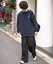 KANGOL 別注コラボ オーバーサイズロゴ刺繍裏起毛マイクロフリースプルオーバートレーナー 14626