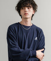 KANGOL 別注コラボ オーバーサイズロゴ刺繍裏起毛マイクロフリースプルオーバートレーナー 14626