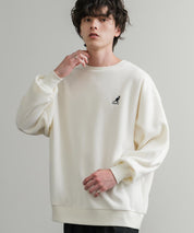 KANGOL 別注コラボ オーバーサイズロゴ刺繍裏起毛マイクロフリースプルオーバートレーナー 14626