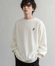 KANGOL 別注コラボ オーバーサイズロゴ刺繍裏起毛マイクロフリースプルオーバートレーナー 14626