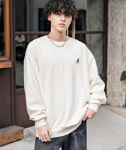 KANGOL 別注コラボ オーバーサイズロゴ刺繍裏起毛マイクロフリースプルオーバートレーナー 14626