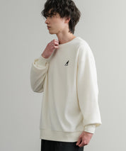 KANGOL 別注コラボ オーバーサイズロゴ刺繍裏起毛マイクロフリースプルオーバートレーナー 14626